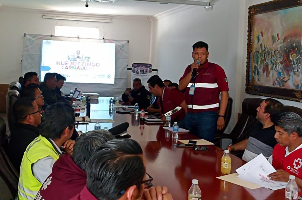 La Coordinación General de Protección Civil Estatal llevó a cabo la primera reunión interinstitucional con el Ayuntamiento de Huejotzingo 