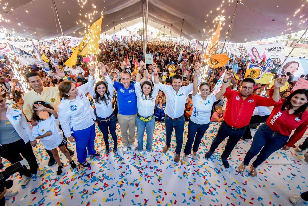 Mario Riestra y Eduardo Rivera, encabezan cierre de campaña con más de 2,500 poblanos del sur