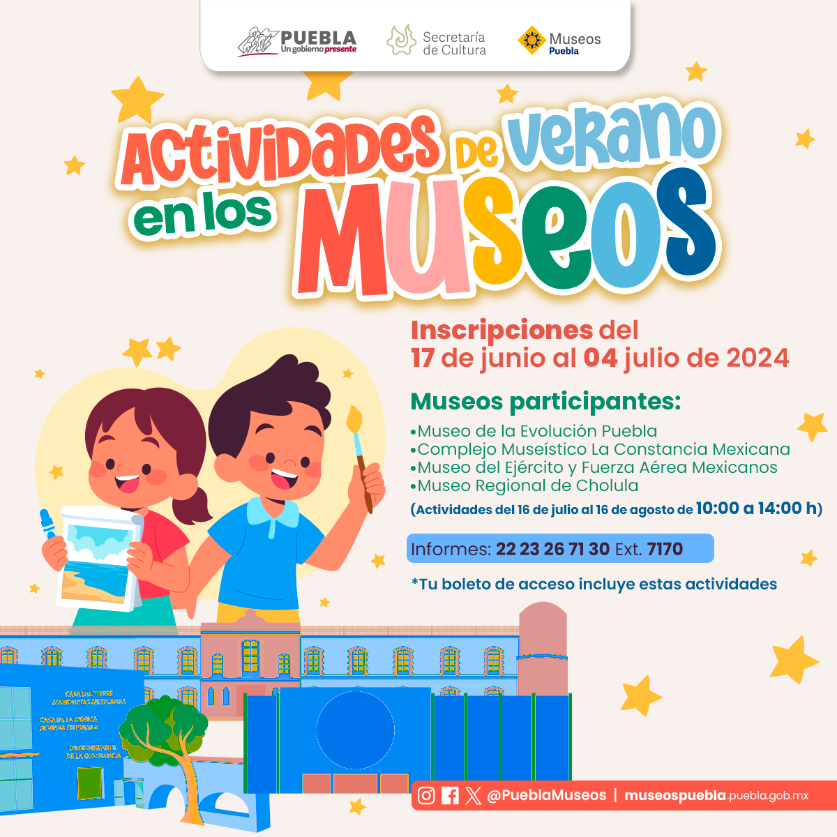 Anuncia Museos Puebla actividades de verano para niños y niñas