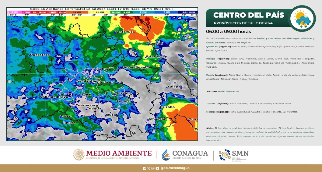 Lluvias intensas entre viernes y lunes por la onda tropical 9; impactarán a los siguientes estados