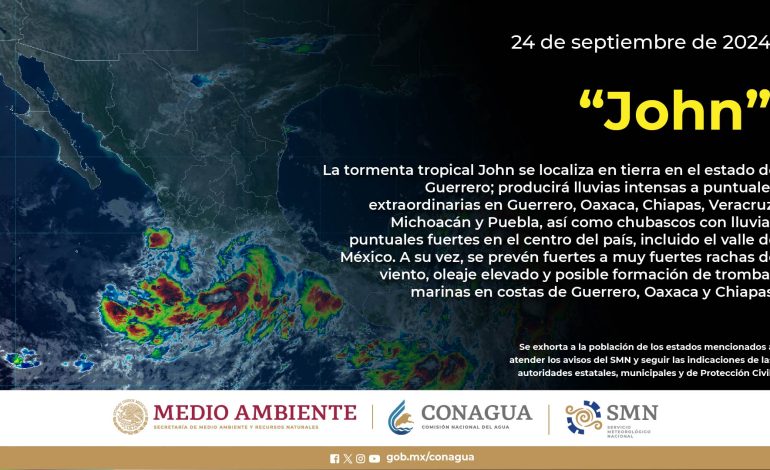 Provocará huracán “John” lluvias en el estado de Puebla