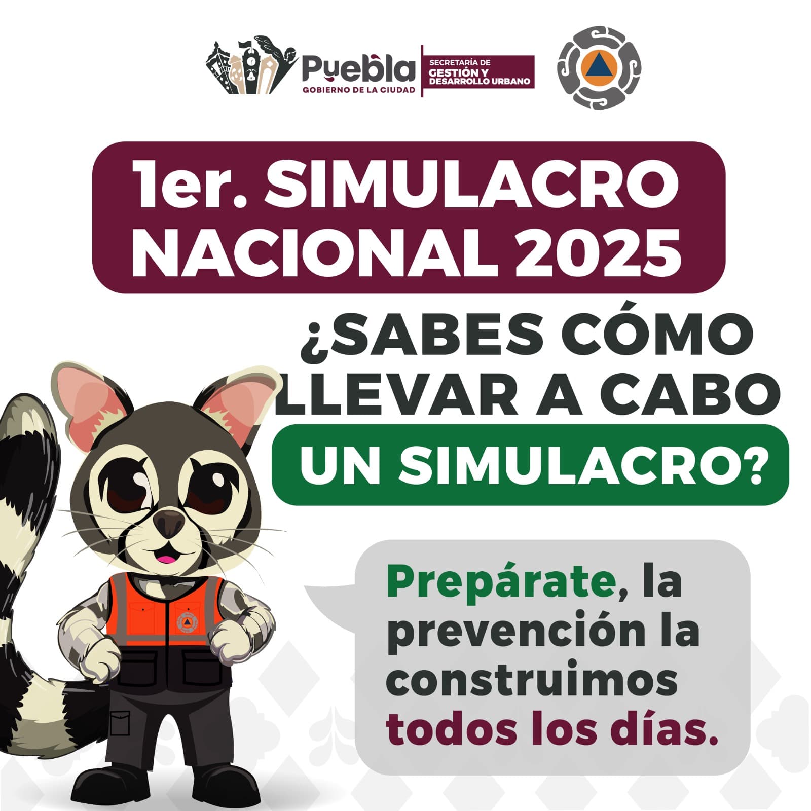 Ciudad de Puebla se suma al Primer Simulacro Nacional 2025 para fortalecer la prevención