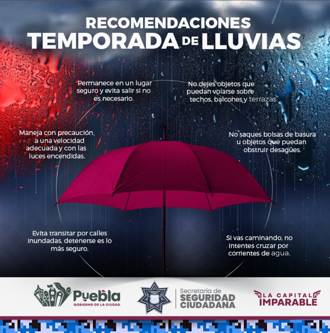 Gobierno de Puebla capital emite recomendaciones viales por lluvias intensas