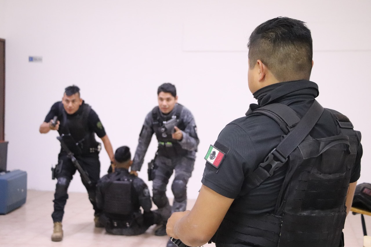 Refuerzan entrenamiento del Grupo Táctico en San Pedro Cholula con medicina táctica y protocolos de alto riesgo