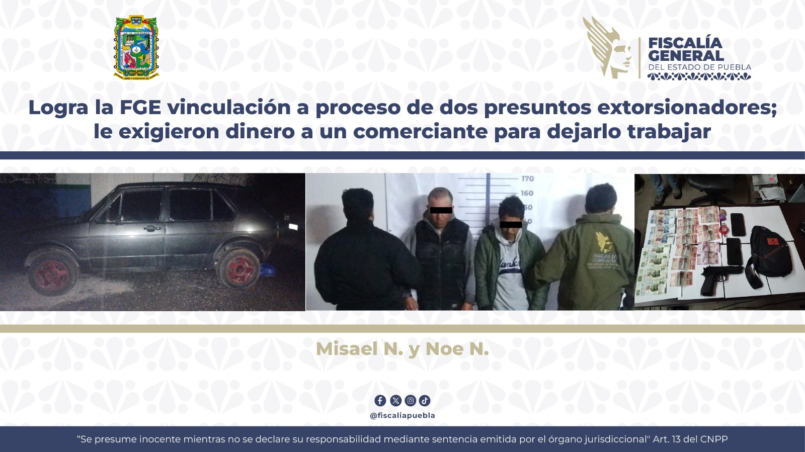 Vinculan a proceso a dos presuntos extorsionadores detenidos en Libres, Puebla