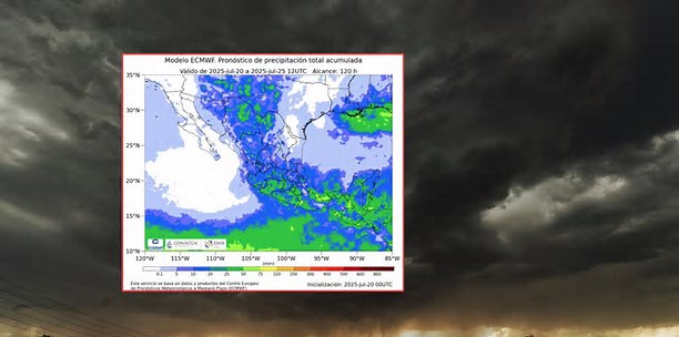 SMN advierte fuertes lluvias por combinación del monzón mexicano y una circulación ciclónica