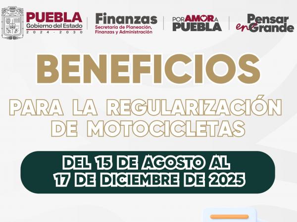 Puebla otorga facilidades para regularizar motocicletas con descuentos de hasta 100 %