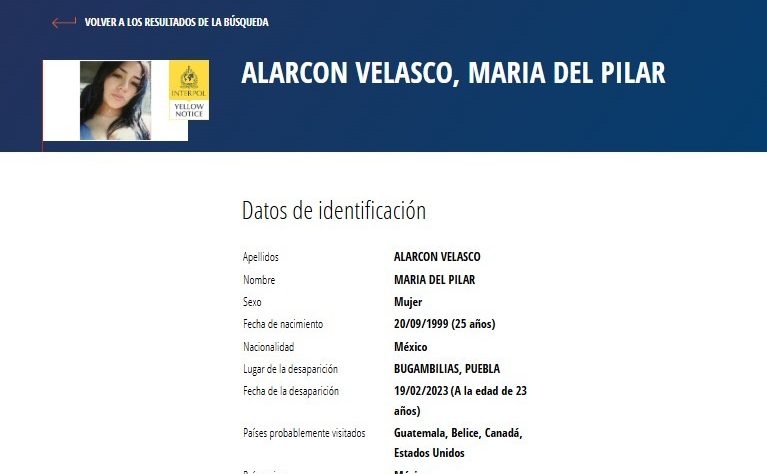 Puebla emite Ficha Amarilla de Interpol para localizar a mujer desaparecida en 2023