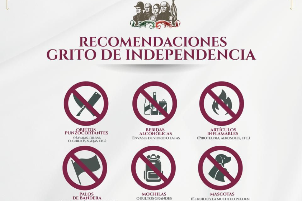 Deja en casa estos objetos si vas a la ceremonia del Grito de Independencia