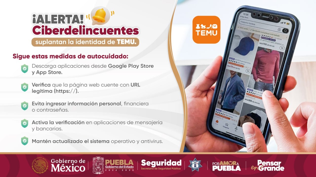 Alertan en Puebla por fraudes en línea que suplantan a la tienda “TEMU”