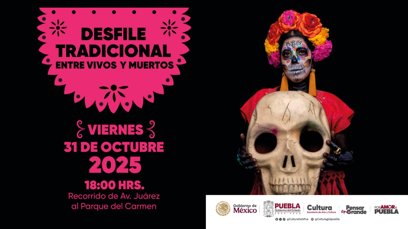 Tradición y color llenarán las calles con el desfile “Entre Vivos y Muertos 2025”