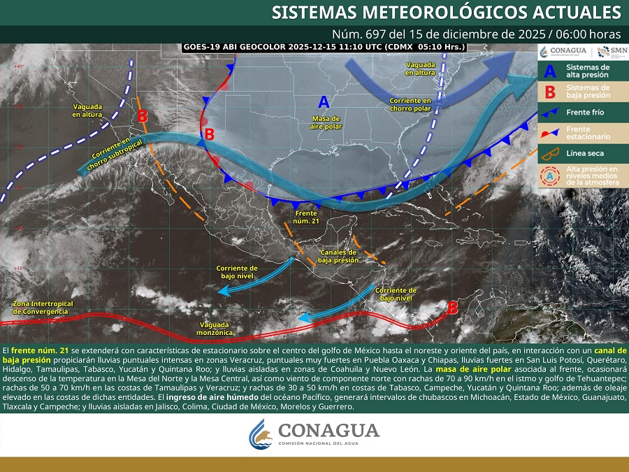 Lluvias muy fuertes y descenso de temperatura marcarán el clima en Puebla