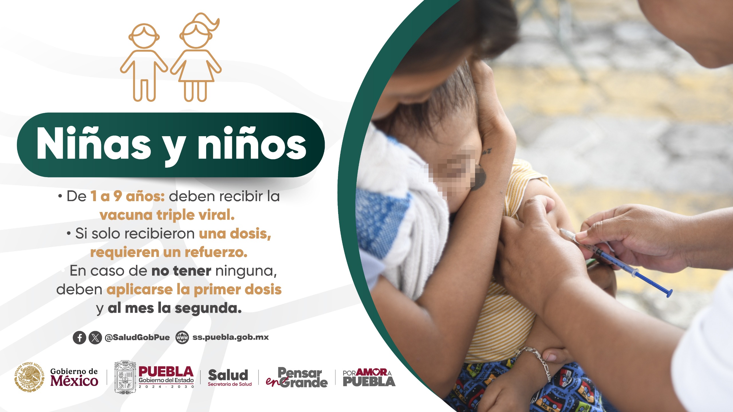 Salud estatal refuerza alerta preventiva y llama a vacunarse contra el sarampión en Puebla