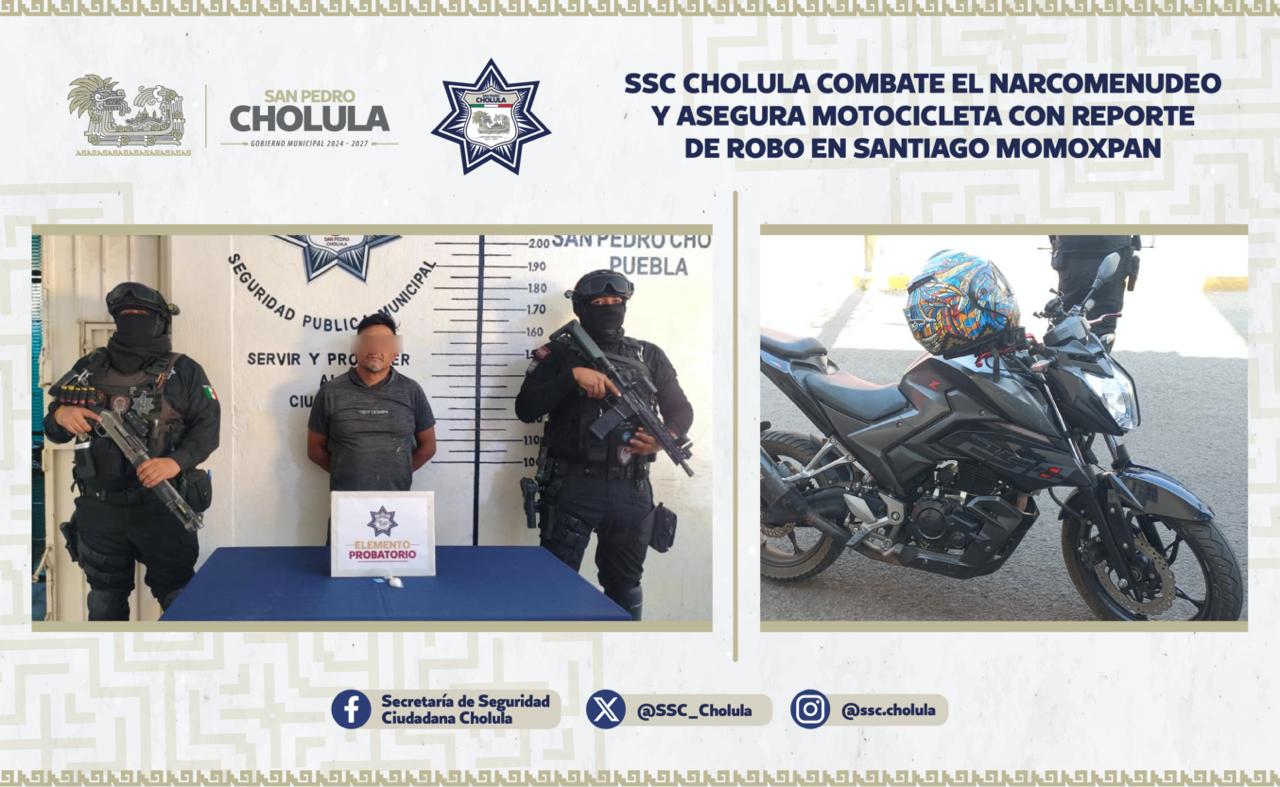 San Pedro Cholula refuerza operativos y detiene a presunto narcomenudista en Santiago Momoxpan