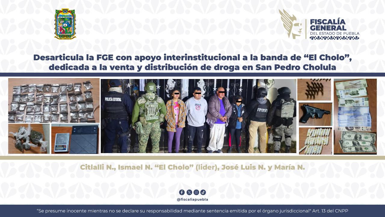 Golpe al narcomenudeo en San Pedro Cholula: cae “El Cholo” y desmantelan su punto de operación