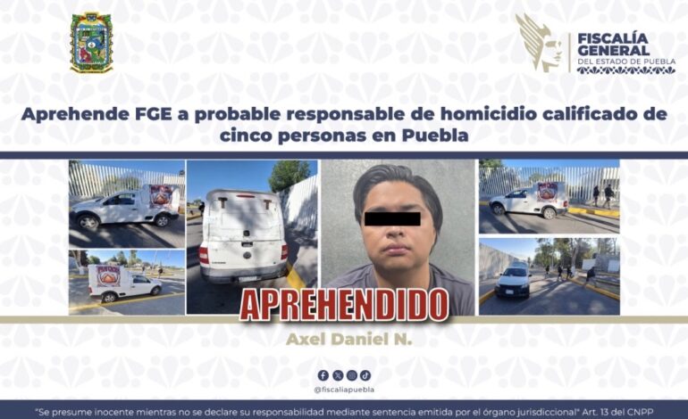 Cae presunto responsable de multihomicidio en Puebla