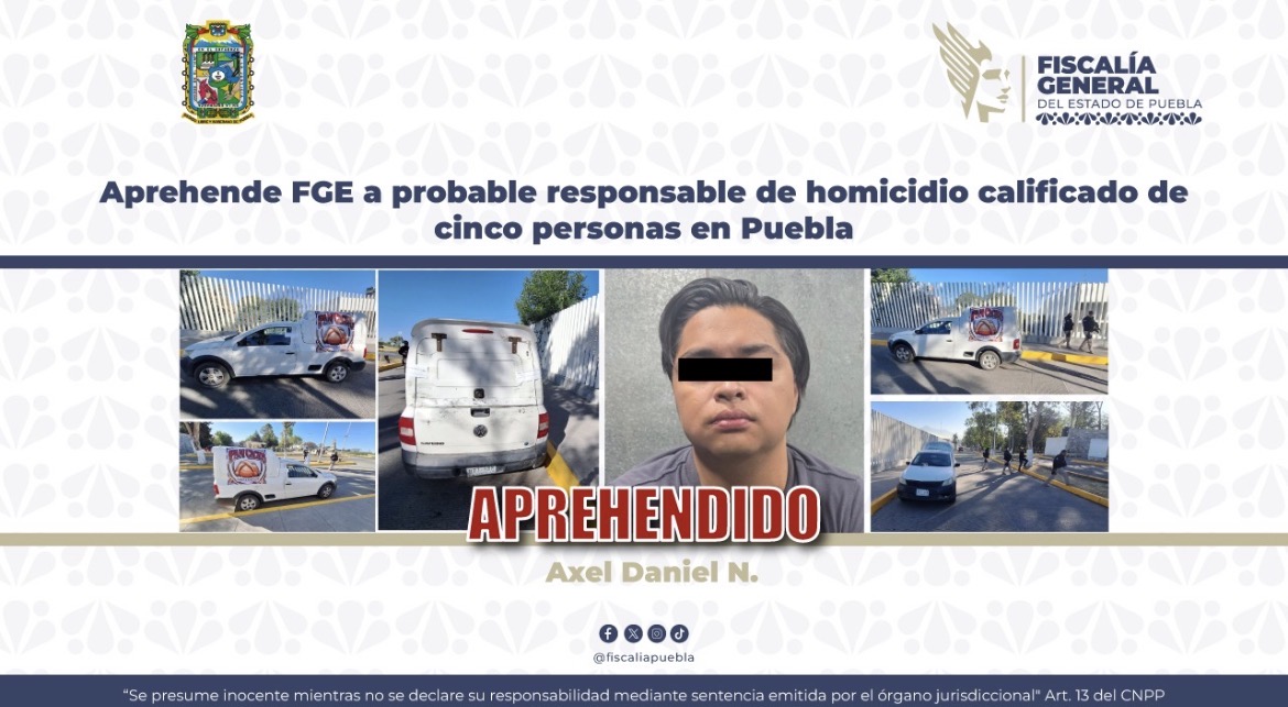 Cae presunto responsable de multihomicidio en Puebla