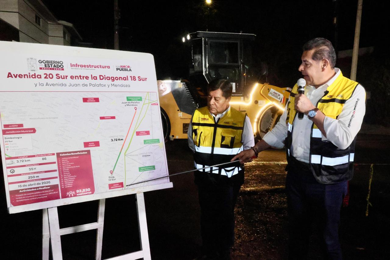 Armenta acelera rehabilitación vial en Puebla capital