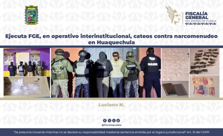Dos cateos dejan detenido y droga en Huaquechula