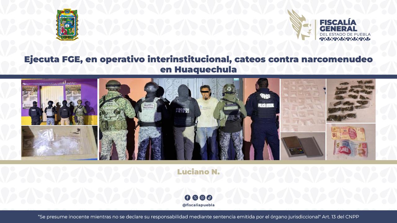 Dos cateos dejan detenido y droga en Huaquechula