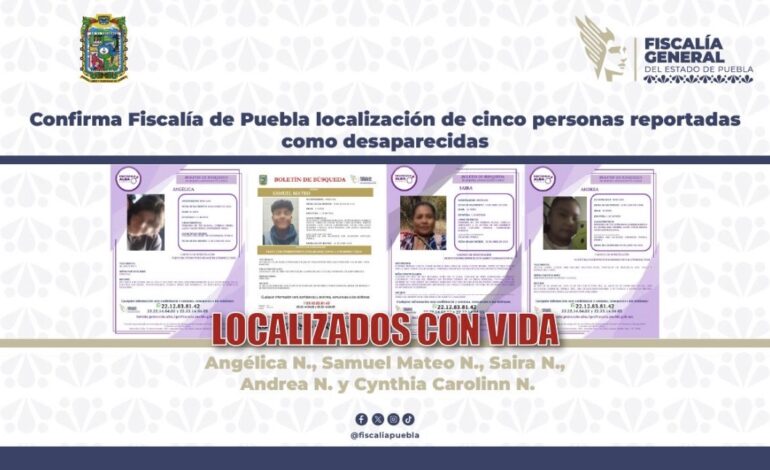 Localiza FGE con vida a cinco personas desaparecidas