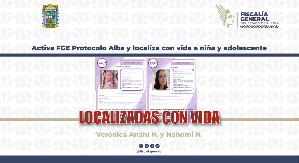 Localizan con vida a niña y adolescente tras activar Protocolo Alba