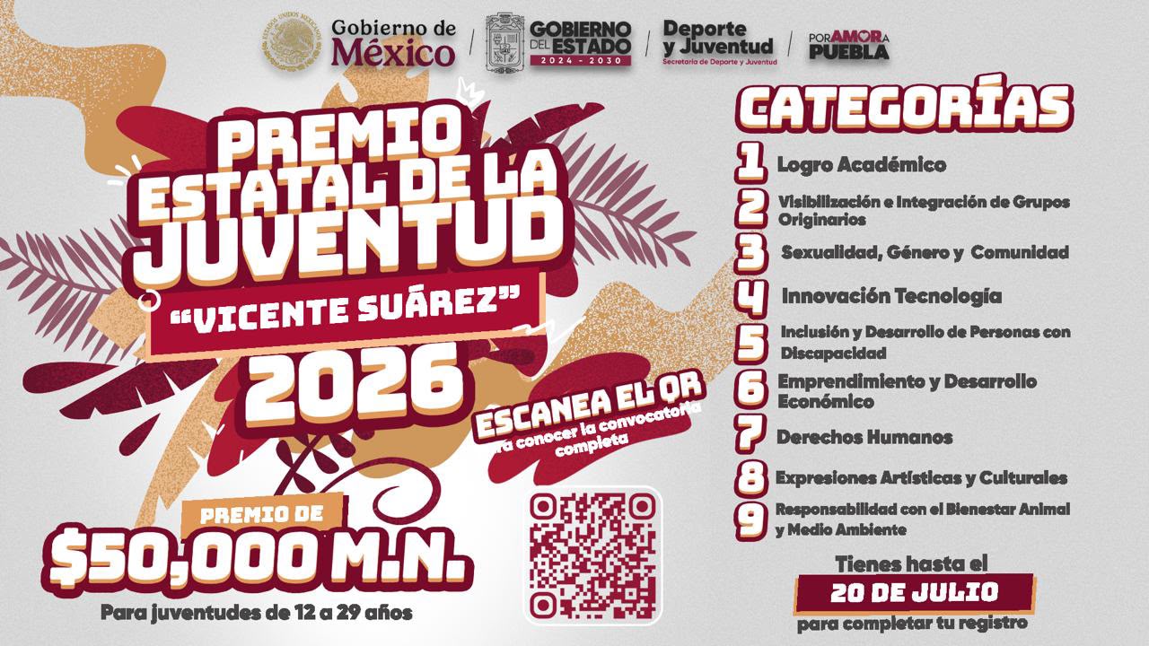 Últimos días para participar por el Premio Estatal de la Juventud 2026