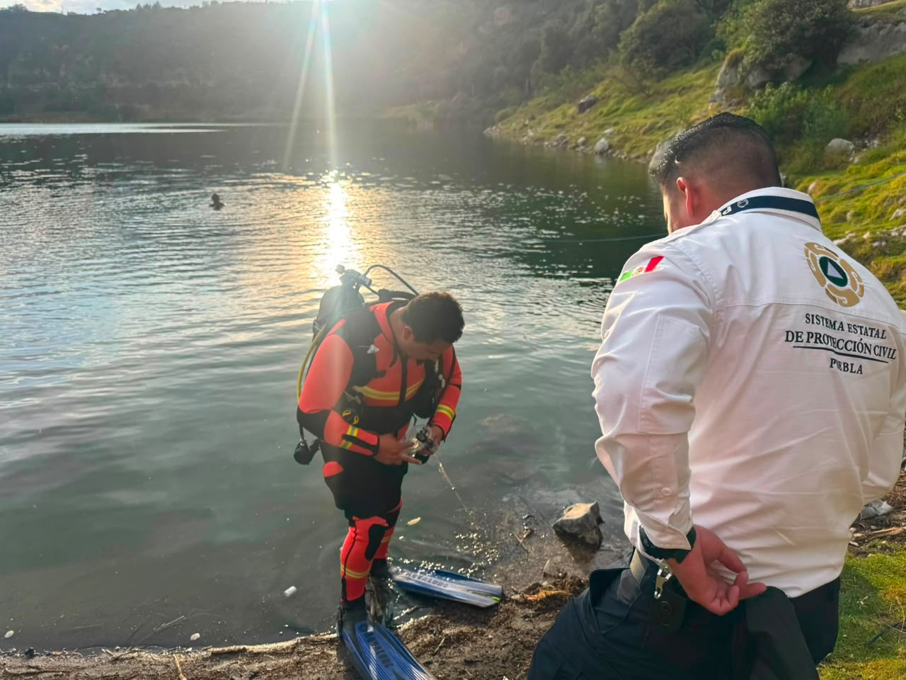 Protección Civil recupera cuerpo de menor en laguna de Aljojuca