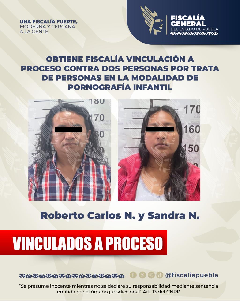Vinculan a proceso a dos personas por presunta trata y pornografía infantil en Puebla
