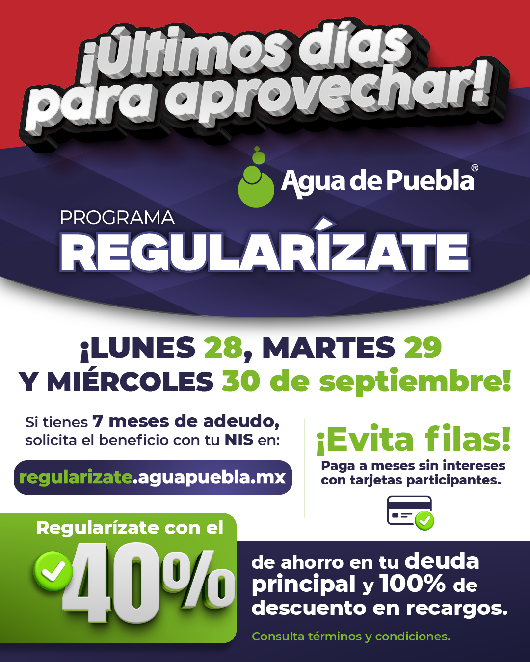 Últimos días para aprovechar el programa Regularízate de Agua de Puebla