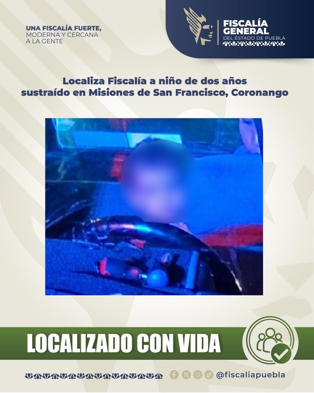 Encuentran en Tlaxcala a niño de 2 años sustraído en Coronango